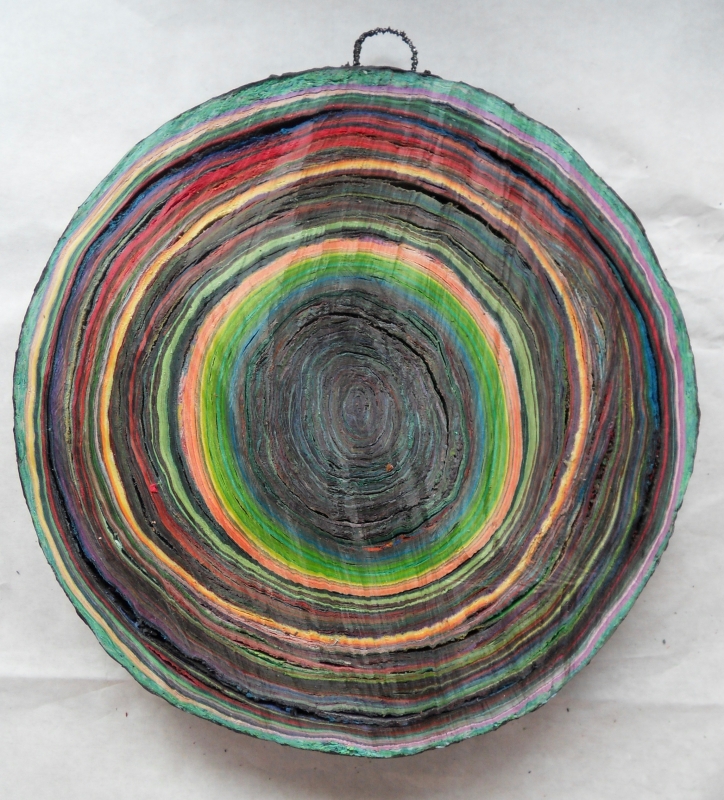 Scheibe vom bunten Baum(Ⅳ-1)/Annual rings/나이테 ∅40cmx6cm 2014-16